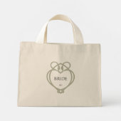 Sage Green Irish Celtic Swan Bride Initials Mini Stoffbeutel (Rückseite)