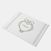 Sage Green Irish Celtic Swan Liebe kennt Familienn Fußmatte (Schrägansicht)