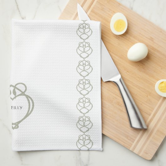 Sage Green Irish Celtic Swan Liebe kennt Familienn Geschirrtuch (Viertel Falte)