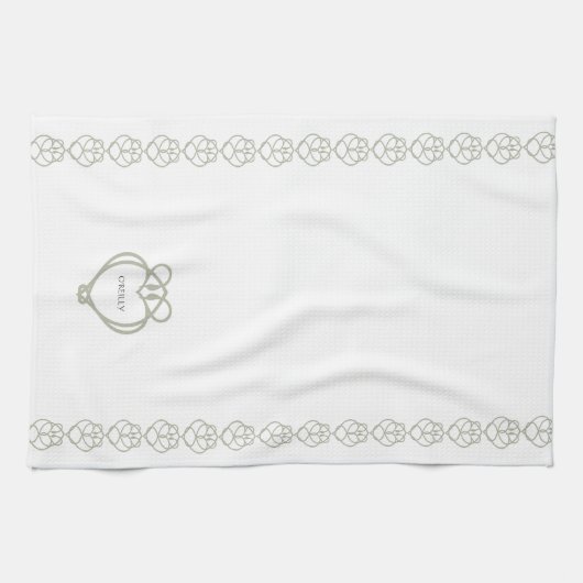 Sage Green Irish Celtic Swan Liebe kennt Familienn Geschirrtuch (Horizontal)