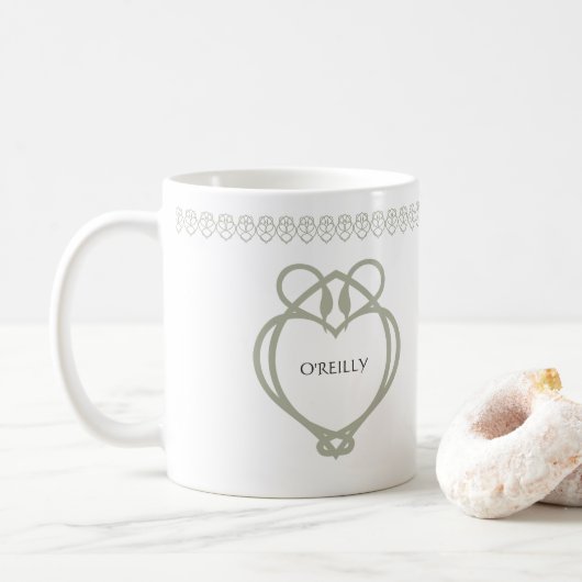 Sage Green Irish Celtic Swan Liebe kennt Familienn Kaffeetasse (Mit Donut)