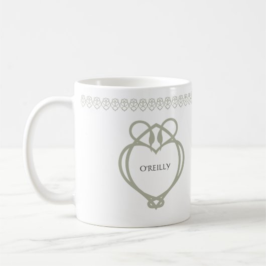 Sage Green Irish Celtic Swan Liebe kennt Familienn Kaffeetasse (Links)
