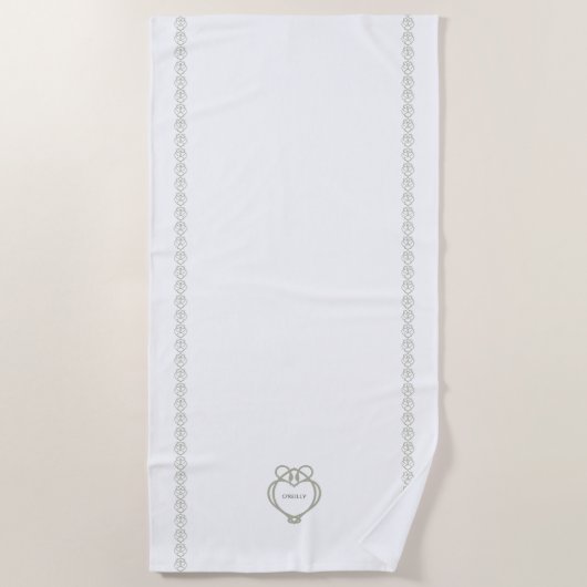 Sage Green Irish Celtic Swan Liebe kennt Familienn Strandtuch (Vorderseite)