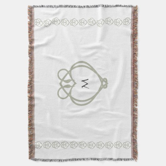 Sage Green Irish Celtic Swan Liebe Knot Monogram Decke (Vorderseite Vertikal)