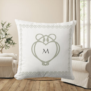 Sage Green Irish Celtic Swan Liebe Knot Monogram Kissen