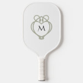 Sage Green Irish Celtic Swan Liebe Knot Monogram Pickleball Schläger (Vorderseite)