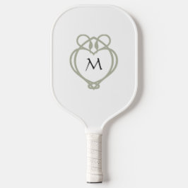 Sage Green Irish Celtic Swan Liebe Knot Monogram Pickleball Schläger