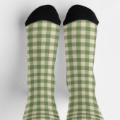 Sage Green Ish Preppy Gingham Kariert Socken (Oben)