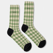 Sage Green Ish Preppy Gingham Kariert Socken (Rechts)