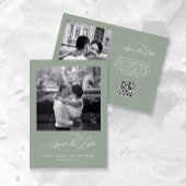 Sage Green | Italienische Elegance Two Foto QR Cod Save The Date