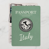 Sage Green Italy Passport Save The Date (Vorne/Hinten)