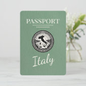 Sage Green Italy Passport Save The Date (Stehend Vorderseite)