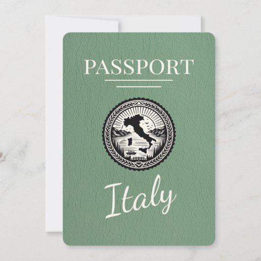 Sage Green Italy Passport Save The Date (Vorderseite)