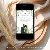 Sage Green Ivory Anand Karaj Indian Sikh Wedding Einladung