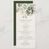 Sage Green Ivory Blume Hochzeitmenü Menükarte (Vorne/Hinten)