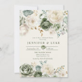Sage Green & Ivory Blume Probe Abendessen Einladung (Vorderseite)