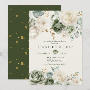 Sage Green & Ivory Blume Probe Abendessen Einladung