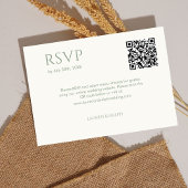 Sage Green & Ivory Couple Monogram QR Wedding RSVP
