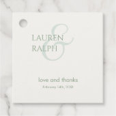 Sage Green & Ivory Couple Monogram Vielen Dank Geschenkanhänger (Vorderseite)