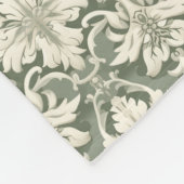 Sage Green & Ivory Damask Pattern Fleece Blanket (Ecke)