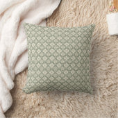 Sage Green & Ivory Damask Print Throw Cushion Kissen (Decke)