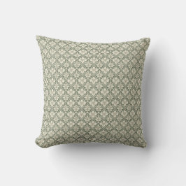Sage Green & Ivory Damask Print Throw Cushion Kissen