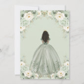 Sage Green Ivory Floral Brown Girl Quinceañera Einladung (Rückseite)