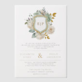 Sage Green Ivory Floral Monogram Wappen Hochzeit Pergament Einladungen (Vorderseite)