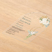 Sage Green Ivory Floral Moon Bridal Shower Acryleinladungen (Ablage )