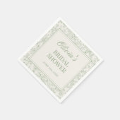 Sage Green Ivory French Floral Bridal Shower Serviette (Ecke)