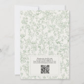 Sage Green Ivory French QR Code Bridal Shower Einladung (Rückseite)