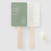 Sage Green Ivory Monogram Welcome Wedding Program Fächer (Vorne und Hinten)