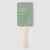 Sage Green Ivory Monogram Welcome Wedding Program Fächer (Vorderseite)