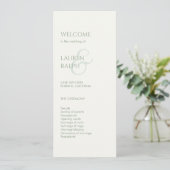 Sage Green Ivory Monogram Welcome Wedding Program Programm (Stehend Vorderseite)
