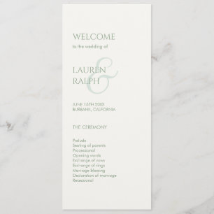Sage Green Ivory Monogram Welcome Wedding Program Programm