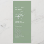 Sage Green Ivory Monogram Welcome Wedding Program Programm (Vorderseite)