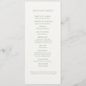 Sage Green Ivory Monogram Welcome Wedding Program Programm (Rückseite)