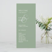 Sage Green Ivory Monogram Welcome Wedding Program Programm (Stehend Vorderseite)