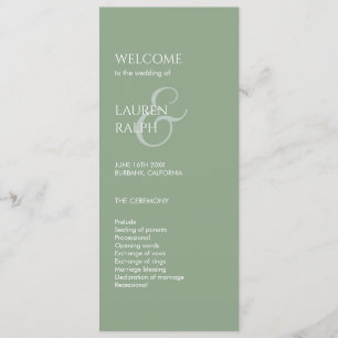 Sage Green Ivory Monogram Welcome Wedding Program Programm