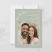 Sage Green Ivory photo wedding Save the Date (Vorderseite)