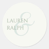 Sage Green & Ivory Script Wedding Runder Aufkleber (Vorderseite)