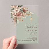 Sage green ivory taupe roses arch Confirmation Acryleinladungen (Insitu (Handheld))