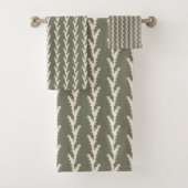 Sage Green Jagdstreifen Badhandtuch Set (Insitu)