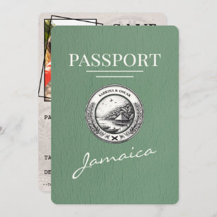 Sage Green Jamaica Passport Save the Date