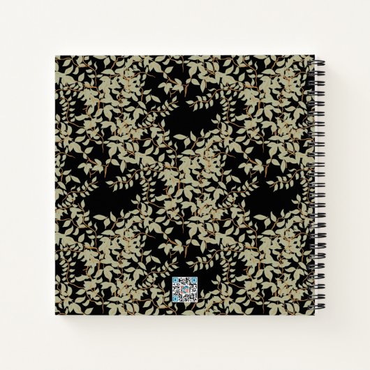 Sage Green Jasmine Blätter auf Black Sketchbook Notizblock (Rückseite)