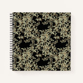 Sage Green Jasmine Blätter auf Black Sketchbook Notizblock (Vorderseite)