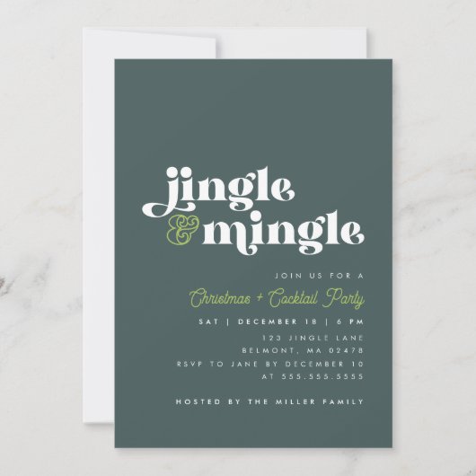 Sage Green Jingle Mingle Modern Christmas Party Einladung (Vorderseite)