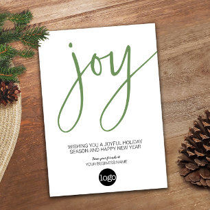 Sage Green JOY mit Business-Logo Feiertagskarte