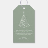 Sage Green Joyeux Noël und Bonne Année Calligraphy Geschenkanhänger (Rückseite)