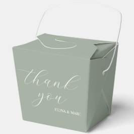Sage Green Kalligrafie elegante Hochzeitsfavoriten Geschenkschachtel